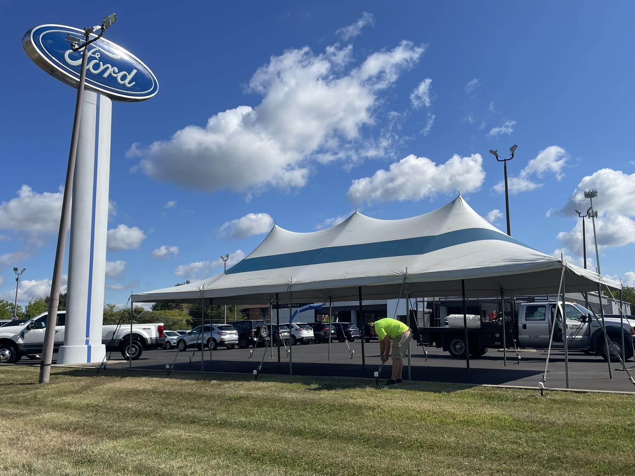 Commercial tent rental set up for a local event