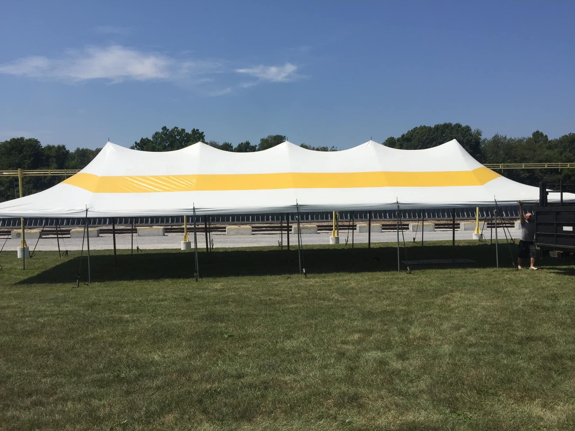 White event tent rental set up in Vermilion County, Illinois